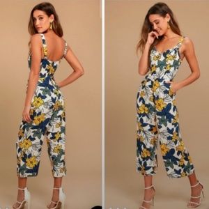 J.O.A Floral Cropped Jumpsuit